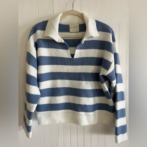 Easy Clothes Blue And Ecru Conor Stripe Sweater